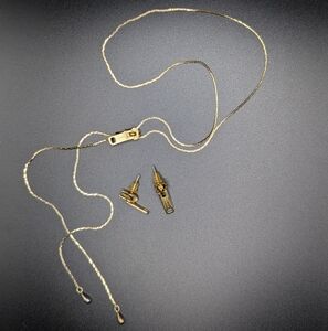 Gold Tone Zipper Bolo Necklace with Matching Earrings